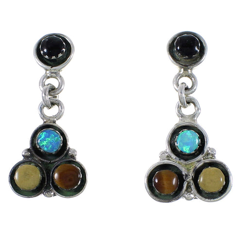 Authentic Sterling Silver Multicolor Post Earrings Jewelry AX49079